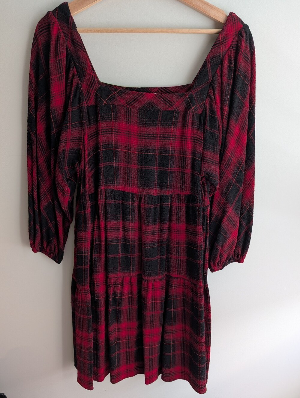 Maurices Plaid Square Neck Dress